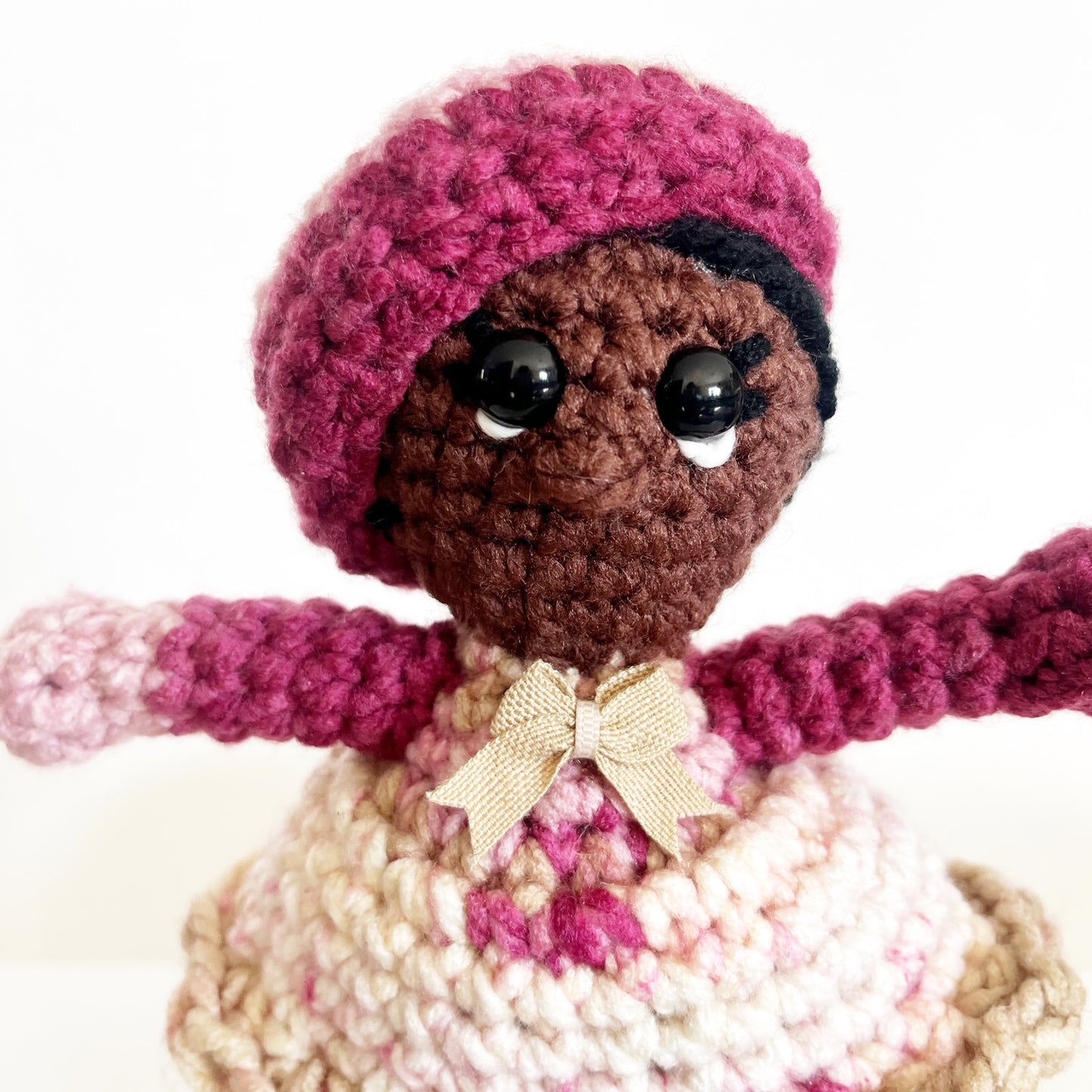 Multi-Rose Beret Crochet Doll