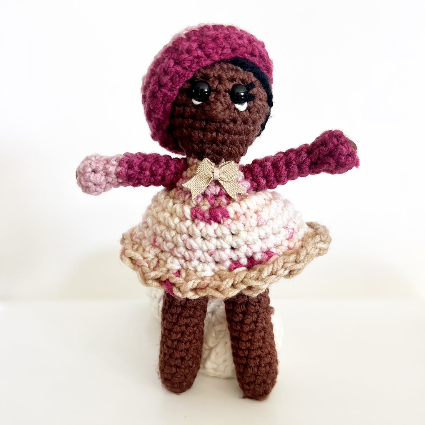 Multi-Rose Beret Crochet Doll