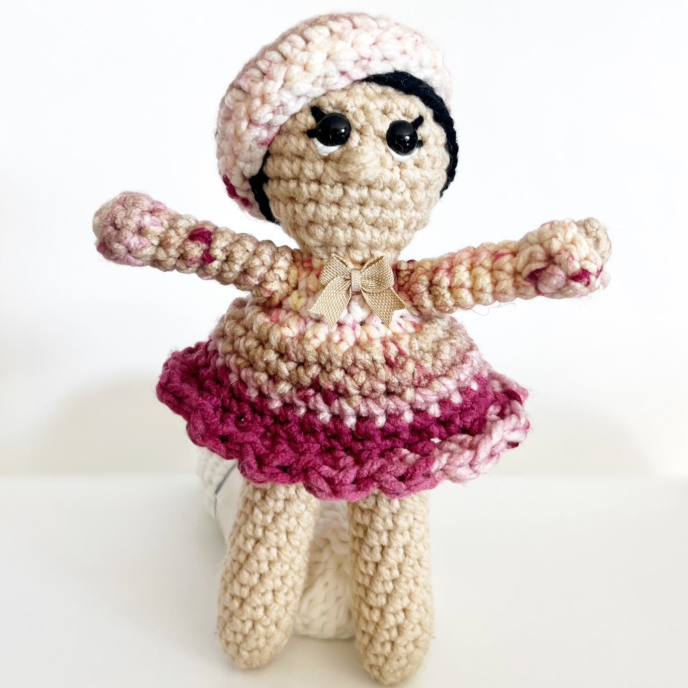 Multi-Rose Beret Crochet Doll